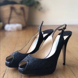 Jimmy Choo slingback high heels 41 10 black snake